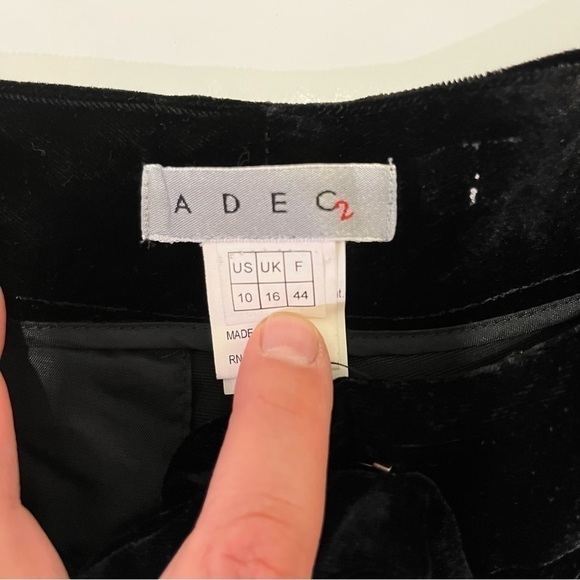 ADEC2 black velvet wide leg high waist pants size 10 - Picture 7 of 9